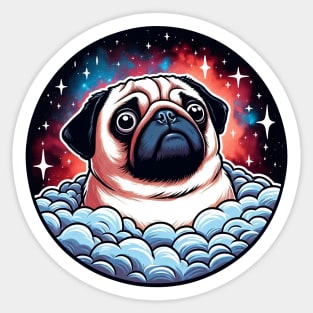 pug dog in the galaxy Sticker